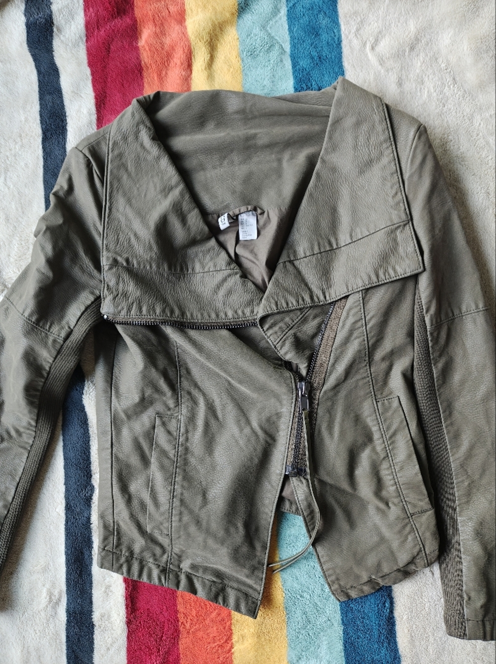 H&M Green Grey Faux Leather Jacket